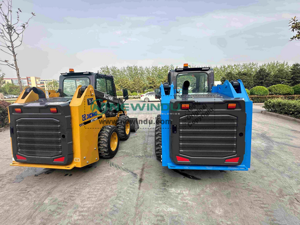 Self-Propelled Concrete Mixer JBC12 & 2 XCMG XC740K Skid Steer Loaders